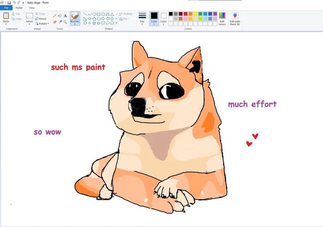 Doge drawn in MS Paint